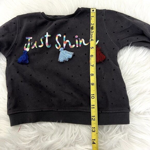 Zara Baby 18-24M Just Shine Gray Polka Dot 3D Tassel Sweatshirt Pullover - Picture 6 of 6